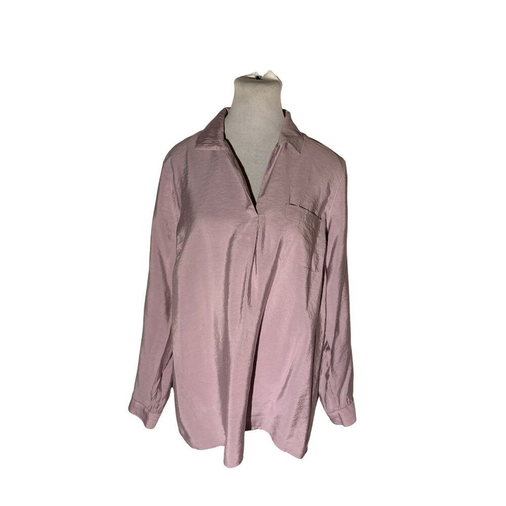 J. Jill Mauve Modal-Blend Long Roll-Tab Sleeve Tunic Top Size M